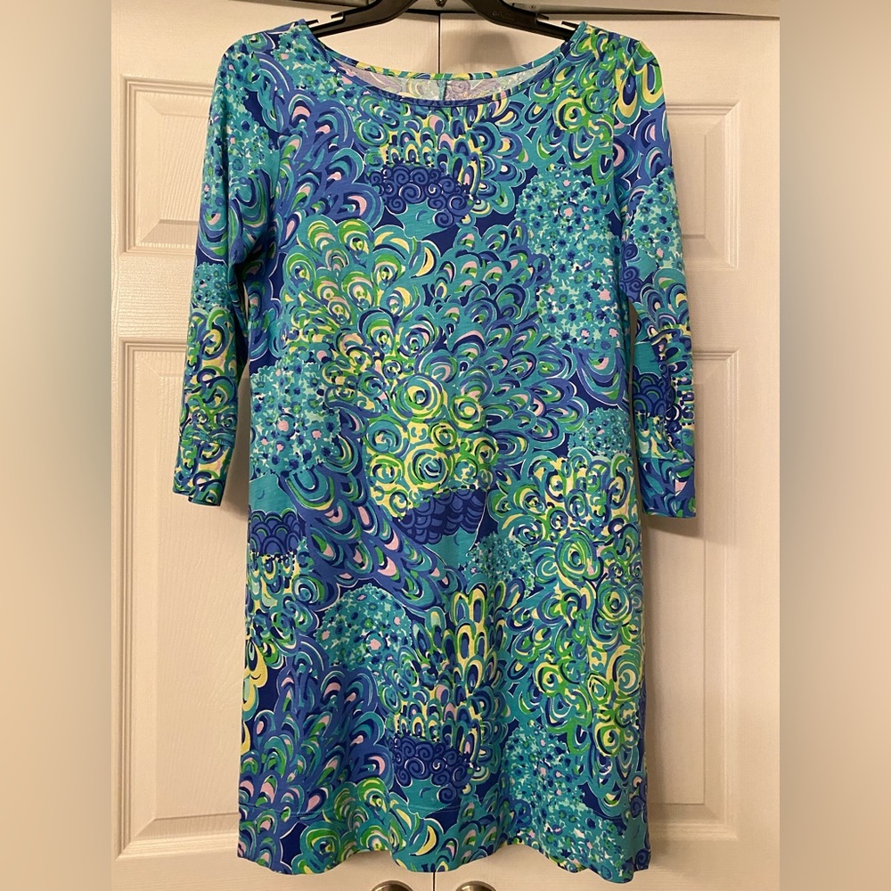 Lilly Pulitzer Marlowe dress in Lilly’s Lagoon print... very comfy and colorful.